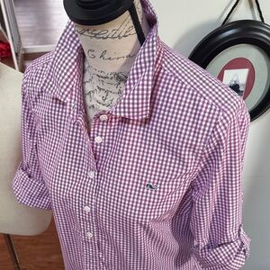 Vineyard Vines Women's Purple Gingham Popover Blouse